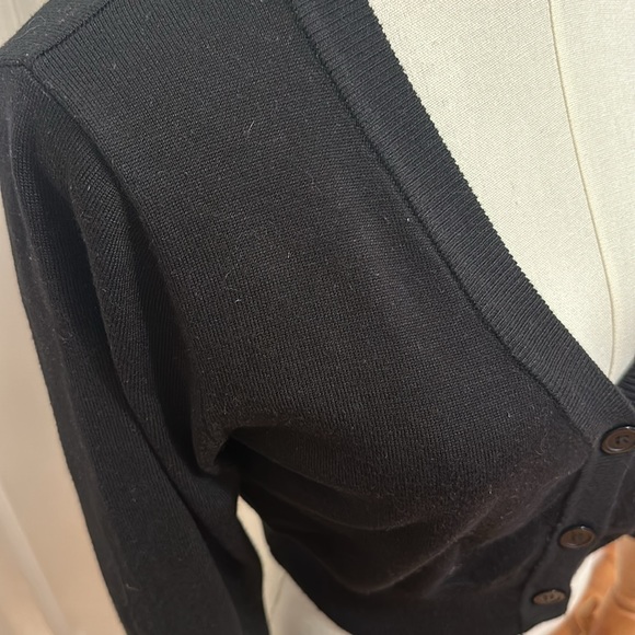 Black 3/4 three quarter sleeve button cardigan - Picture 4 of 8
